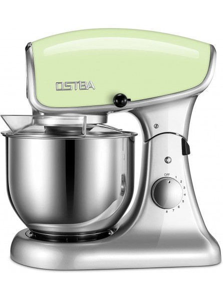OSTBA All Metal 5.5QT Tilt-Head Electric Stand Mixer 8 Speeds Whisk Dough Hook Wire Whip & Pouring Shield for Home Cooking 600W Dishwasher Safe Bowl Green B09VXRJR4L