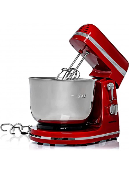 Ovente Electric Kitchen Stand Mixer with 3.7 Quart Portable Stainless Steel Mixing Bowl 6 Speed Control 300 Watt Power 2 Blender Attachment Beater & Dough Hook Easy for Whip Mix & Blend Red SM880RI B07DKTNKTC