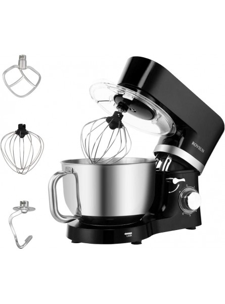 ROVSUN 5.8 Quart Stand Mixer 660W 6-Speed Electric Tilt-Head Kitchen Food Cake Mixer with Stainless Steel Bowl Dough Hook Beater Whisk Black B08DTWKC2X