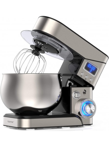 Stand Mixer 1200W Stainless Steel Mixer 5.3-QT LCD Display Kitchen Electric Mixer 6+P Speed Food Mixer Tilt-Head Mixer with Stainless Steel Bowl Dough Hook Beater Whisk B08ZMVVN4F