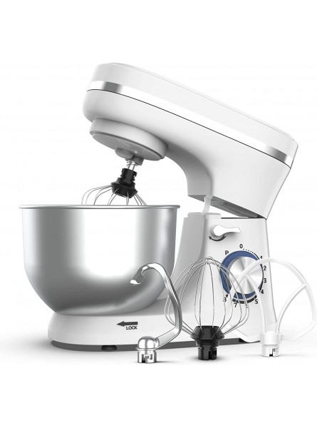 Stand Mixer 4.7QT 8-Speed Tilt-Head Kitchen Dough Mixer Electric Mixer with Stainless Steel Bowl Wire Whip Dough Hook and Beater White B09MSDSTY2