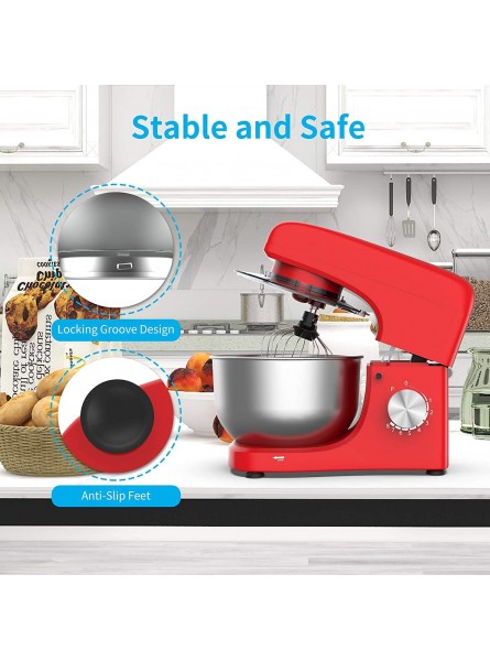 Stand Mixer 4.7QT Stainless Steel Bowl & 8-Speed Tilt-Head Electric Food Mixer with Dough Hook Wire Whip & Beater Pouring Shield Red B09Q853QDX