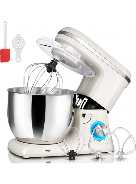 Stand Mixer 7QT 660W 6+P Speed Mixers Kitchen Electric Stand Mixer Tilt-Head Household Stand Mixers with Dough Hook Flat Beater & Whisk for Baking Cake Cookie Kneading White B0B25LN6Q7