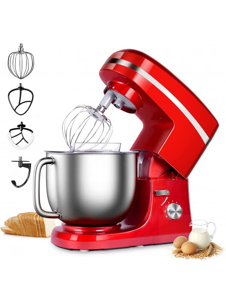 Stand Mixer Litchi 6-Speed 7 Qt Kitchen Electric Food Mixer Tilt-Head Household Stand Mixer with Splash Guard Dough Hook Whisk Flat Beater Mixing Beater for Different Cooking Styles Red B09M3H1WZF