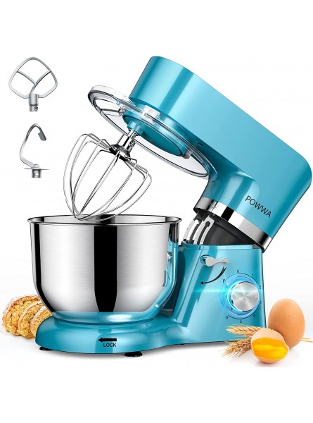 Stand Mixer POWWA 7.5 QT Electric Mixer 6+P Speed 660W Household Tilt-Head Kitchen Food Mixers with Whisk Dough Hook Mixing Beater & Splash Guard for Baking Cake Cookie Kneading ETL Certified Blue--NO Handle B09Y5PHLD5