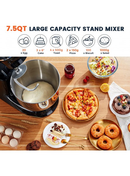 Syvio Stand Mixer 7.5QT 660W 6-Speed Electric Mixer Dough Mixer with Food Grade Stainless Steel Bowl Whisk Dough Hook Egg White Separator for Home Cooking Baking Cake ETL Certified B09JB7JZ7H