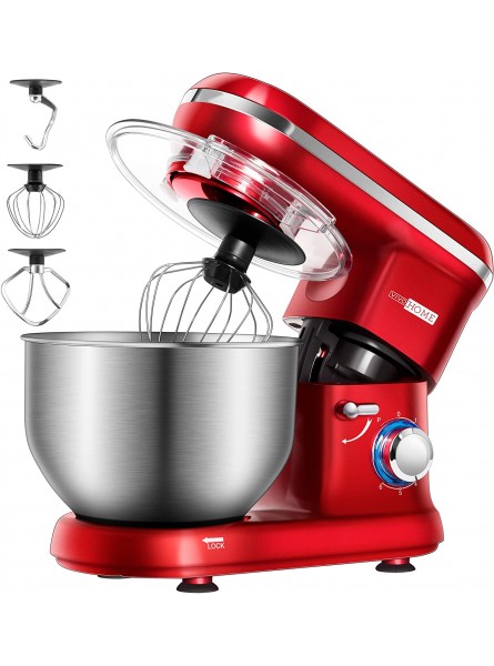 VIVOHOME Stand Mixer 650W 6 Speed 6 Quart Tilt-Head Kitchen Electric Food Mixer with Beater Dough Hook and Wire Whip Red B07HCHWK88