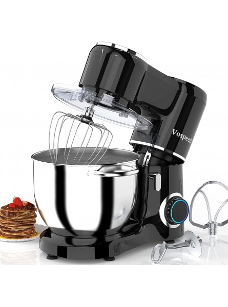 Vospeed Stand Mixer 660W 6-Speed Tilt-Head Kitchen Mixer with 8.5QT Stainless Steel Mixing Bowl Beater Dough Hook Whisk Household Use Black B08CXCSH3Q