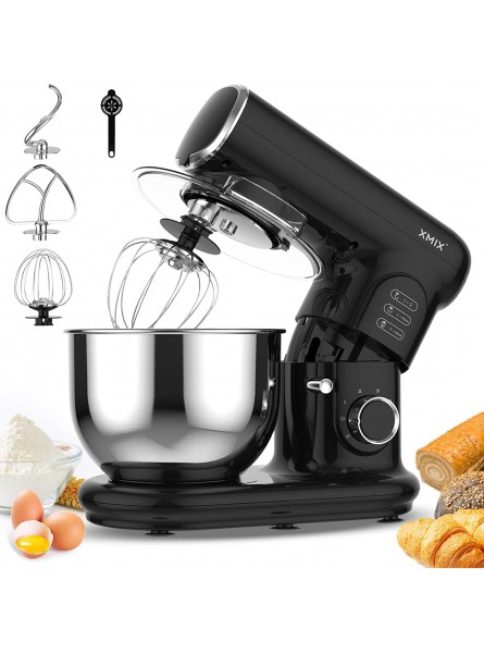 XMIX Stand Mixer 6-Speed Electric Mixer 500W Tilt-Head 5-Qt Cake Mixer Stainless Steel Bowl Household Kitchen Dough Mixer with Whisk Beaters Dough Hooks & Egg Separate Black B09NQDVNQB