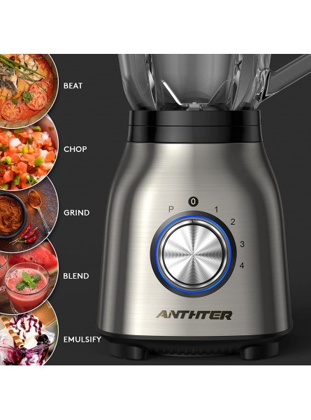 Anthter Professional Plus Benders For Kitchen 950W Motor Smoothie Blender with Stainless Countertop for Shakes and Smoothies 50 Oz Glass Jar Ideal for Puree Ice Crush Shakes and Smoothies B09XF6N9HY