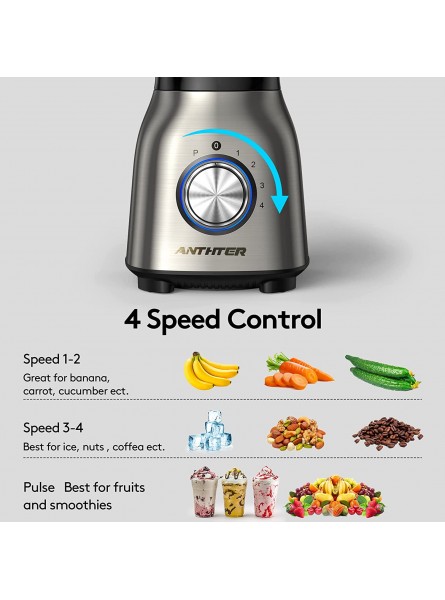 Anthter Professional Plus Benders For Kitchen 950W Motor Smoothie Blender with Stainless Countertop for Shakes and Smoothies 50 Oz Glass Jar Ideal for Puree Ice Crush Shakes and Smoothies B09XF6N9HY