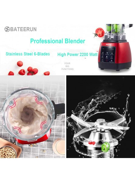 BATEERUN Professional Blender 2200W Countertop Blender for Shakes and Smoothies High Speed Smoothie Blender 68 Oz Tritan Jar Commercial Blender with 6 Blending Preset Programs,Red Model 1 B08CZY6ZQN