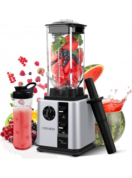 CRANDDI Unique Commercial Blenders with 1800 Watt and 80oz BPA-Free Container Professional High-Speed Countertop Blenders for Smoothies,Self-Cleaning,K95 New Silver B086JT1X7Y