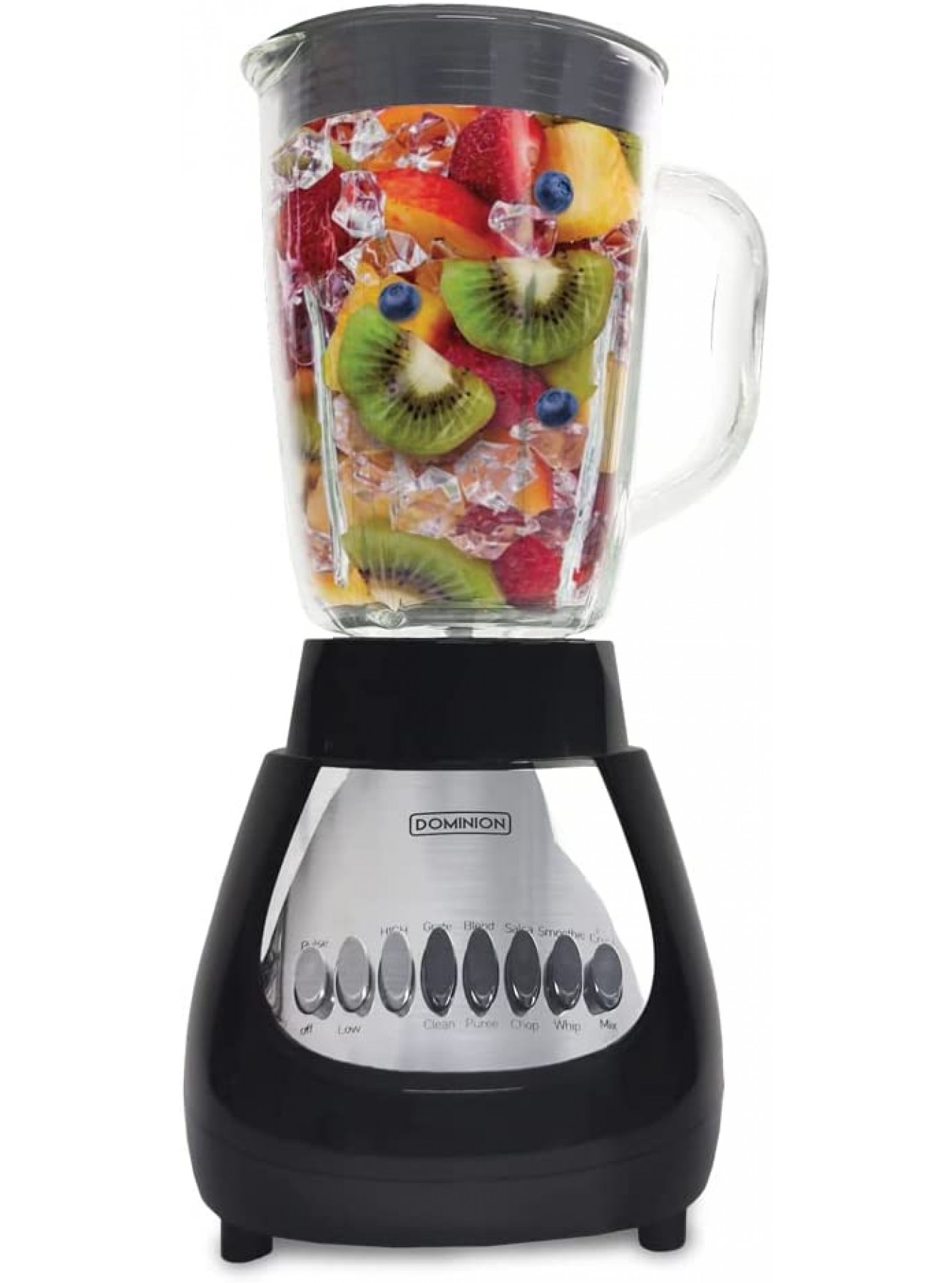 Dominion D4002BG Countertop Blender with 5-Cup Glass Jar 42oz 10-Speed Settings with Pulse Function Sharp Stainless Steel Blade Black B0833HPCR1