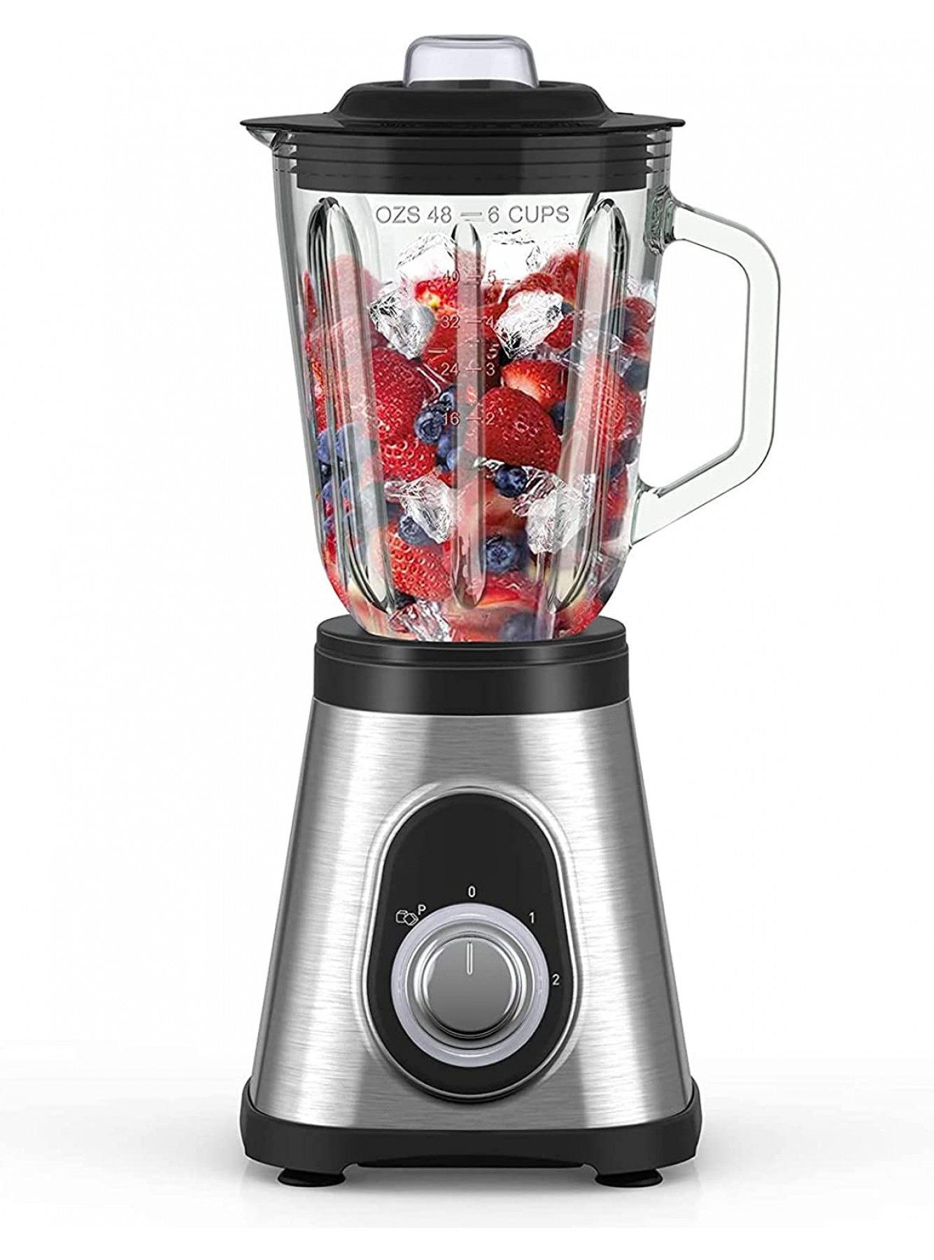 Glass Smoothie Blender for Kitchen 750W Professional Countertop Blender 27,000RPM for Shakes with 48oz BPA-Free Cup 6 Stainless Steel Blades and 2 Speeds & Pulse Function B09MN7F2QY