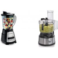 Hamilton Beach Power Elite Blender with 12 Functions for Puree Ice Crush Shakes and Smoothies and 40oz BPA Free Glass Jar Black & 10-Cup Food Processor & Vegetable Chopper with Bowl Scraper B08PWX19LB