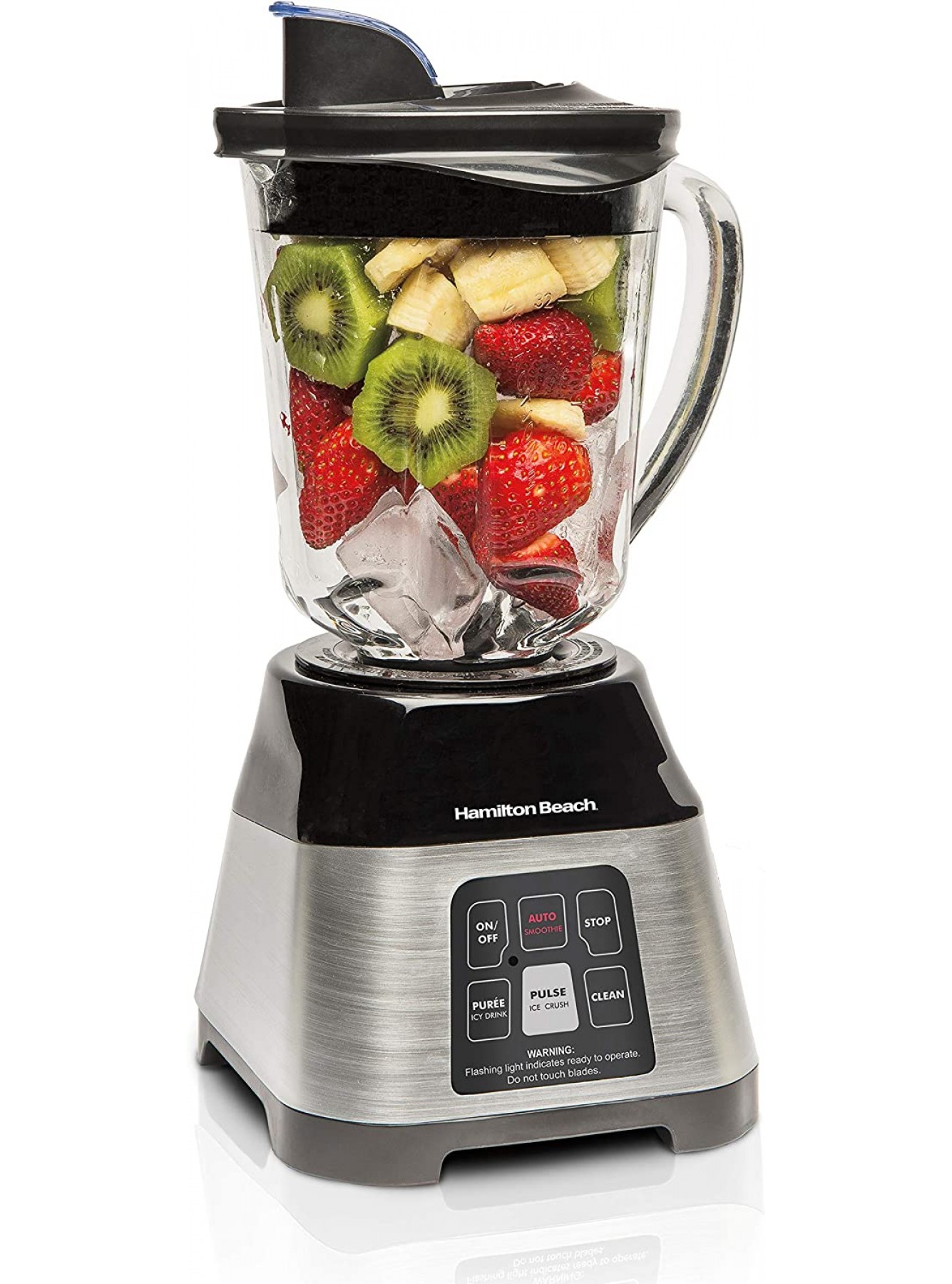 Hamilton Beach Smoothie Smart Blender with 5 Functions Including Auto-Cycle For Shakes & Smoothies 40oz Glass Jar Dial Stainless Steel 56208 B07PXPJ5M8