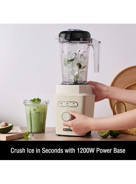 Hauswirt Smoothie Blender for Kitchen,1200W Professional Countertop Blender for Shakes and Smoothies 3 Presets with 15 Speeds for Ice Crushing and Frozen Fruit Drinks Tritan BPA-Free 51 Oz Jar 25 oz to-go Cup Easy Cleaning Detachable Blades Base Cream Whi