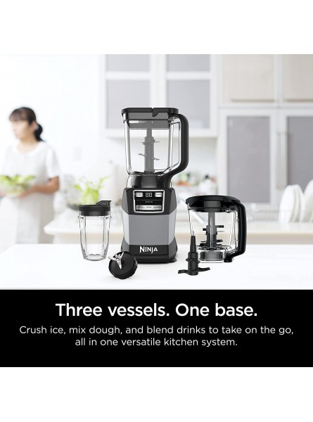 Ninja AMZ493BRN Compact Kitchen System 1200W 3 Functions for Smoothies Dough & Frozen Drinks with Auto-IQ 72-oz.* Blender Pitcher 40-oz. Processor Bowl & 18-oz. Single-Serve Cup Grey B08QJSDBY4
