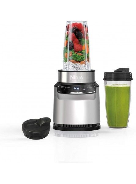 Ninja BN401 Nutri Pro Compact Personal Blender Auto-iQ Technology 1100-Peak-Watts for Frozen Drinks Smoothies Sauces & More with 2 24-oz. To-Go Cups & Spout Lids Cloud Silver B08QXJ31WR