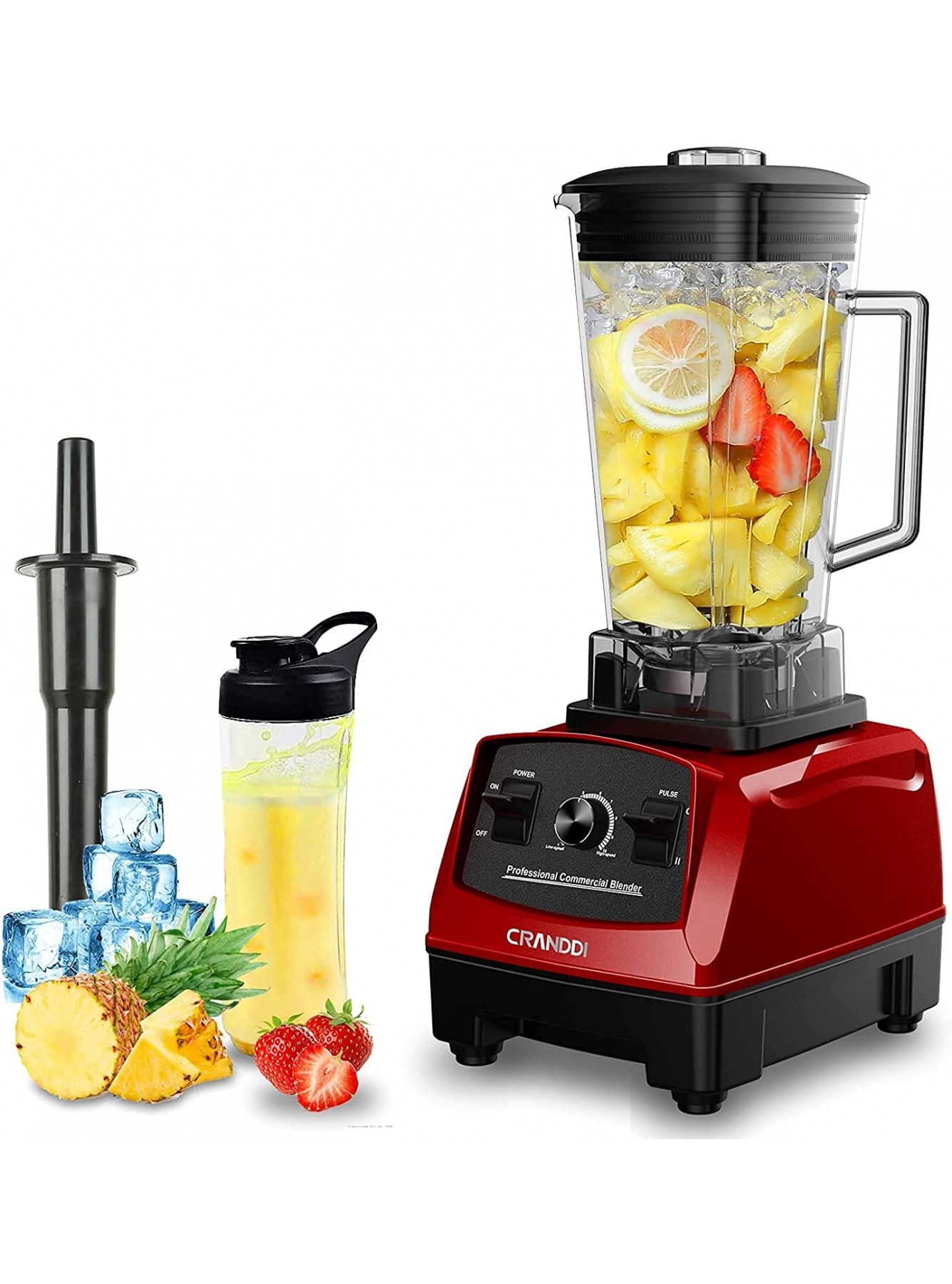 Professional Blender CRANDDI 1500 Watt Powerful Professional Smoothie Blender Countertop Blender with BPA-FREE 70oz Pitcher and Self-Cleaning Food blender for Commercial and Home YL-010 Red B08M9BZHB2
