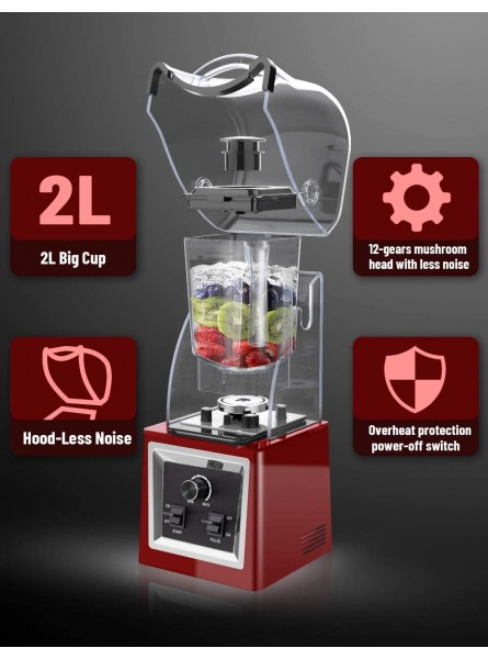 WantJoin Professional Soundproof Quiet Blender Commercial Smoothie Blenders Countertop Blender with Shield Sound Enclosure,Multifunctional,Speed Control,Self-Cleaning B08THB76CH