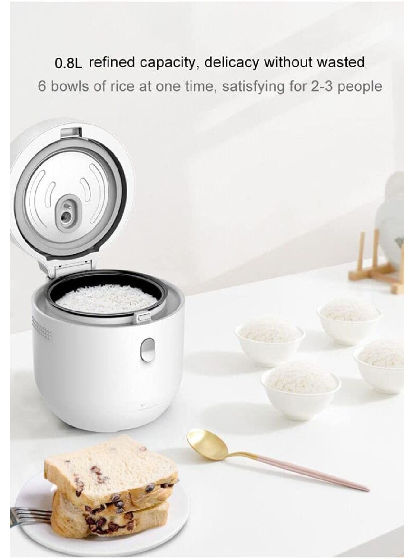 GUANGZHIAN Smart Small Portable Travel Electric Cordless Low Sugar Mini Rice Cooker Multi Function Electric Cooker 0.8L white B094J4MLGD