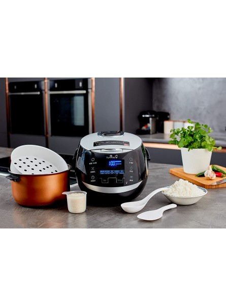 Yum Asia Sakura Rice Cooker with Ceramic Bowl and Advanced Fuzzy Logic 8 Cup 1.5 Litre 6 Rice Cook Functions 6 Multicook Functions Motouch LED Display 120V Power Black and Silver B091J1TSFR
