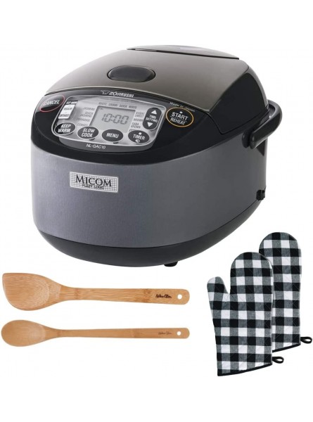 Zojirushi NL-GAC10BM 5.5 Cup Uncooked Umami Micom Rice Cooker with 15-Inch Bamboo Spoon Bamboo Spatula and Oven Mitt Bundle 4 Items B09JWV1CJD