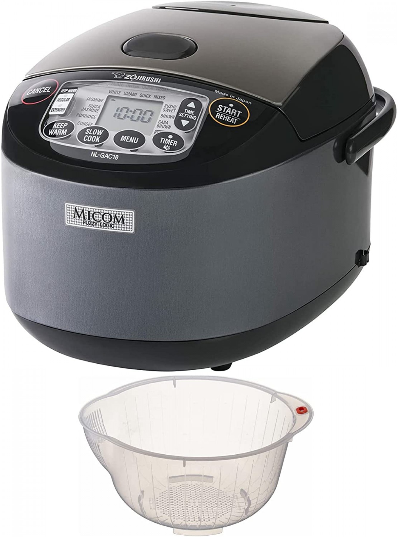 Zojirushi NL-GAC18BM 10-Cup Uncooked Umami Micom Rice Cooker and Warmer Bundle with 9.5-Inch Rice Washing Bowl 2 Items B09MDFDN7M