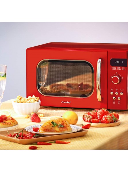COMFEE' Retro Countertop Microwave Oven with Compact Size Position-Memory Turntable Sound On Off Button Child Safety Lock and ECO Mode 0.7Cu.ft 700W Passionate Red AM720C2RA-R B07R7TNCX5