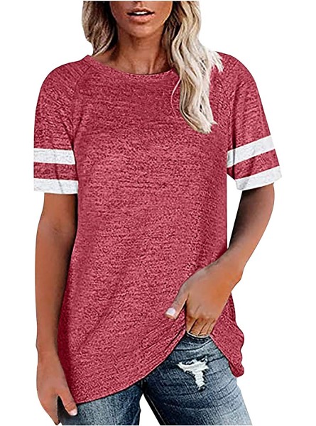 Loose Short Sleeve 569 Women's Round Neck Solid Color Tops T-Shirt ompression Criss Pink high Thermal Bell Ladies Green Off The Shoulder Sequin Nursing Halter Cross we B09S3MTP7C