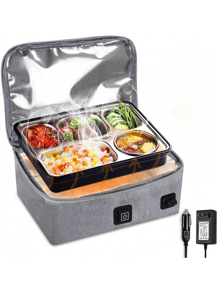 Portable Oven For Truck Driver 12v & 110v Food Warmer With Lunch Bag Personal Portable Oven Mini Electric Heated Lunch Box For Reheating Food In Office Outdoor Travel gray 10.47.34 inches B091CFYN6M