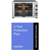 BUNDLE Luby Extra Large Toaster Oven 18 Slices 14'' pizza 20lb Turkey Silver Stainless Steel + Asurion 4-year Warranty B084RP3FQR