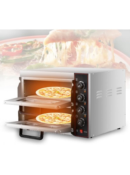 RYKIPO Commercial Electric Pizza Oven Countertop 3000W 14" Double Deck Stainless Stee Multipurpose Pizza Oven for Restaurant Kitchen Home Pizza Pretzels Baked Roast Dishes B0B2RP3DLW