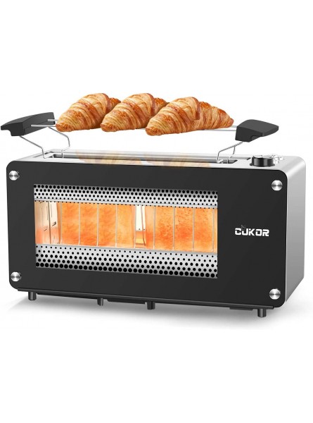 2-Slice Toaster with Window Long Slot Bagel Toaster with Warm Rack and 7 Bread Shade Settings Glass Toaster with Automatic Lifting Slide-out Glass Panel and Removable Crumb Tray B092MBQTKK