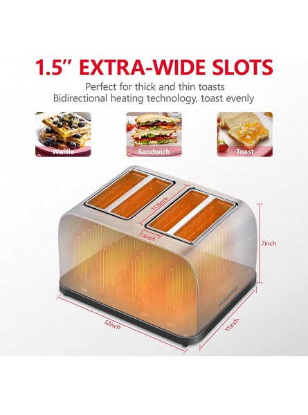 4 Slice Toaster REDMOND Toaster 4 Stainless Steel Retro Bagel Toaster 1.5” Extra Wide Slots 6 Evenly Bread Shade Settings 1500W Silver B07Y7T12K6