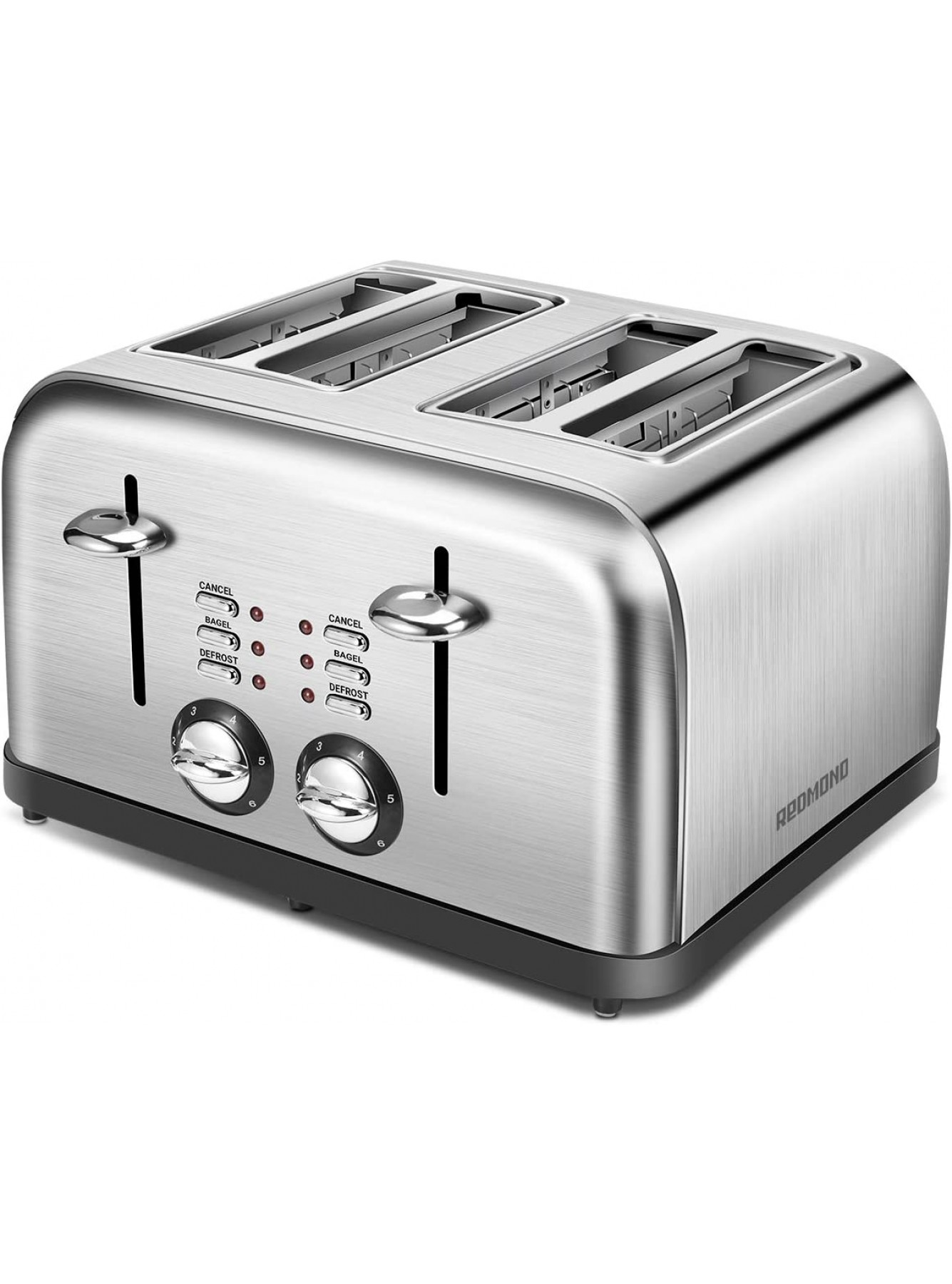 4 Slice Toaster REDMOND Toaster 4 Stainless Steel Retro Bagel Toaster 1.5” Extra Wide Slots 6 Evenly Bread Shade Settings 1500W Silver B07Y7T12K6