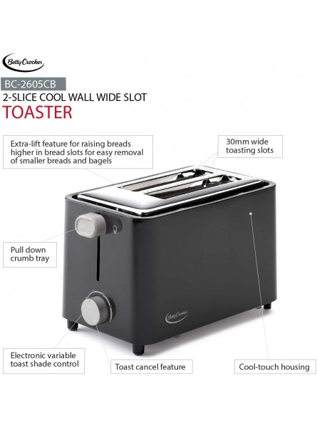 Betty Crocker 2-Slice Cool Wall Toaster Black BC-2605CB B00K05AZA0