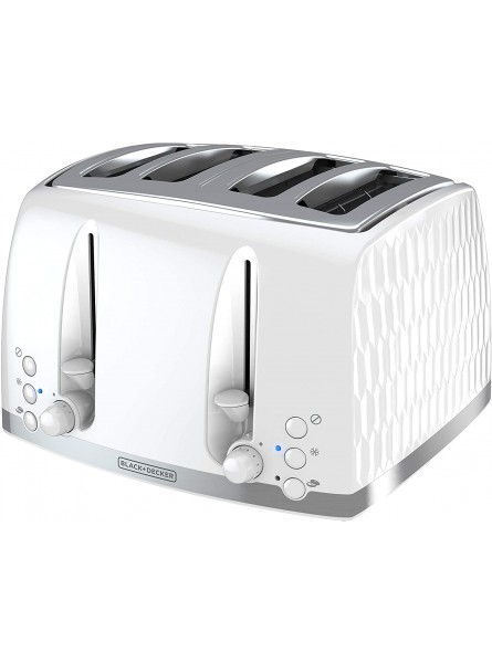 BLACK+DECKER Honeycomb Collection 4-Slice Toaster with Premium Textured Finish TR1450WD White B088XZ1F9Z