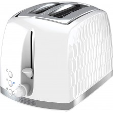 BLACK+DECKER TR1250WD Honeycomb Collection 2-Slice Toaster with Premium Textured Finish White B088Y1J472