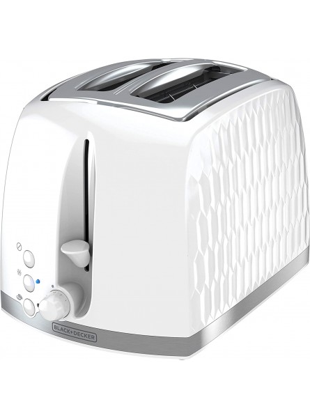 BLACK+DECKER TR1250WD Honeycomb Collection 2-Slice Toaster with Premium Textured Finish White Renewed B09FJ5G98D