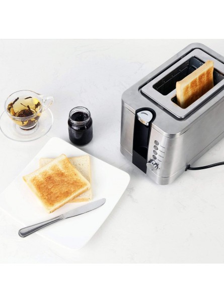 BREVO 2-Slice Extra Wide Slot Toaster for Bagel Breakfast with Reheat Defrost 7-Shade Control Brushed Stainless Steel B07DP1PTM5