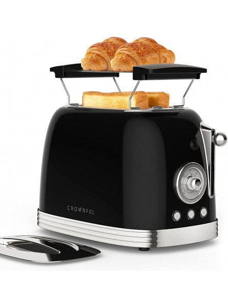 CROWNFUL 2-Slice Toaster Extra Wide Slots Toaster Retro Stainless Steel with Bagel Cancel Defrost Reheat Function and 6-Shade Settings Removal Crumb Tray Slots Cover and Grill Stand Included B08ZDH3VGW
