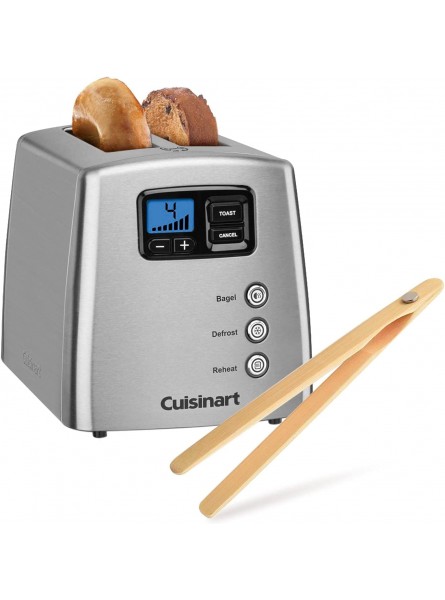 Cuisinart CPT-420P1 Leverless Toaster Bundle with Norpro Magnetic Bamboo Tongs 2 Slice Brushed Stainless Steel B09F53KG3Y