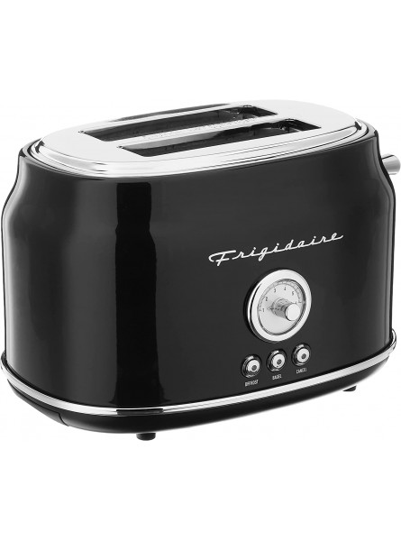 Frigidaire ETO102-BLACK 2 Slice Toaster Retro Style Wide Slot for Bread English Muffins Croissants and Bagels 5 Adjustable Toast Settings Cancel and Defrost 900w Black B085CLYPCT