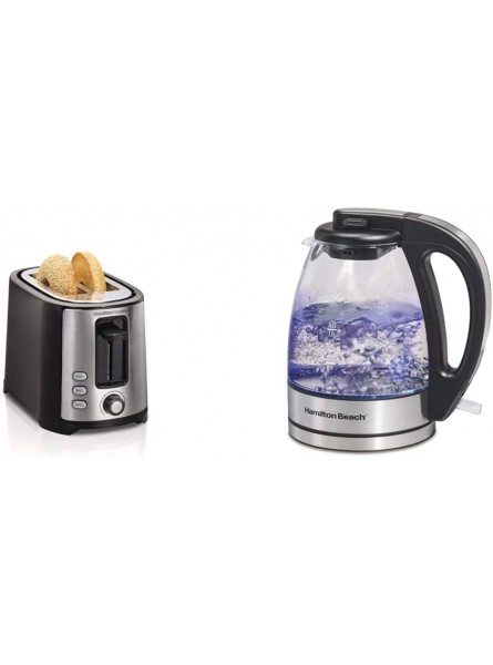 Hamilton Beach 2 Slice Extra Wide Slot Toaster Black 22633 & Beach Glass Electric Tea Kettle Water Boiler & Heater 1 L Cordless LED Indicator Auto-Shutoff & Boil-Dry Protection 40930 Clear B08W9XX84V