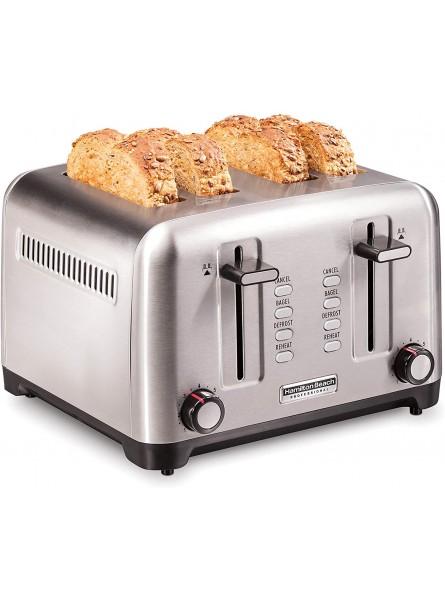 Hamilton Beach Professional Professional 4 Slice Toaster with Bagel Defrost & Reheat Settings Stainless Steel 24990 B07PJ7GB88