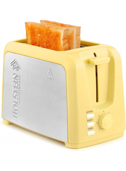 Holstein Housewares 2-Slice Toaster with 7 Browning Control Settings Yellow Stainless Steel Great to Toast Bread Bagels and Waffles B08XZTS3PJ