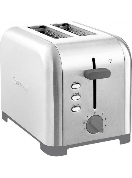 Kenmore 2-Slice Toaster Stainless Steel Grey and Silver with Extra Wide Slots Self-Adjusting Bread Guides Adjustable Browning Defrost Bagel and Removable Crumb Tray B09SF1RB2W